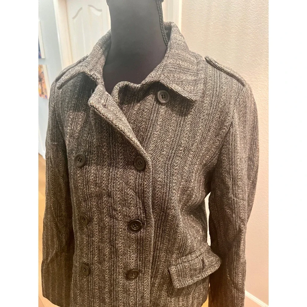 J Crew Wool Tweed Blazer Jacket Womens 8 Gray Excellent Herringbone Peacoat